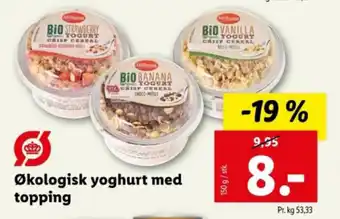 Lidl Økologisk yoghurt med topping tilbud