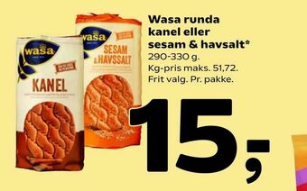 Coop 365 Wasa runda kanel eller sesam & havsalt tilbud