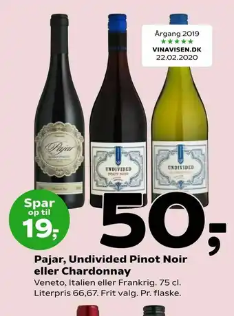 Coop 365 Pajar, Undivided Pinot Noir eller Chardonnay tilbud