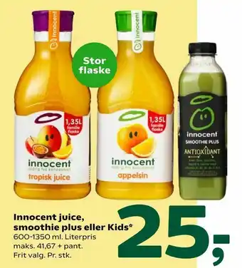Innocent juice, smoothie plus eller Kids