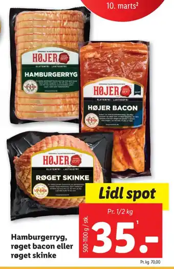 Lidl Hamburgerryg, røget bacon eller røget skinke tilbud