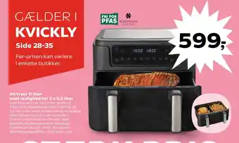Airfryer 11 liter med mulighed for 2 x 5,5 liter