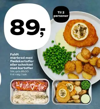 Kvickly Fyldt mørbrad med flødekartofler eller schnitzel med kartofler tilbud