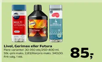 Kvickly Livol, Gerimax eller Futura tilbud