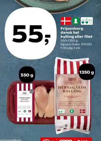 Kvickly Frijsenborg dansk hel kylling eller filet tilbud