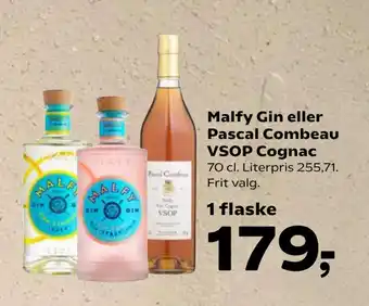 SuperBrugsen Malfy Gin eller Pascal Combeau VSOP Cognac tilbud