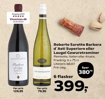 SuperBrugsen Roberto Sarotto Barbera d´Asti Superiore eller Laugel Gewurztraminer tilbud