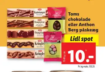 Lidl Toms chokolade eller Anthon Berg påskeæg tilbud