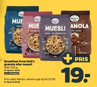 Netto Breakfast From Bell's granola eller muesli tilbud