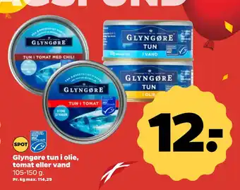Netto Glyngøre tun i olie, tomat eller vand tilbud