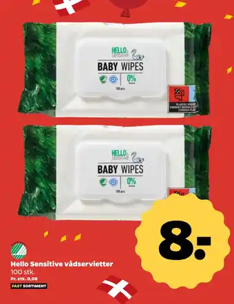 Netto Hello Sensitive vådservietter tilbud