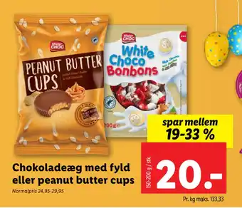 Chokoladeæg med fyld eller peanut butter cups