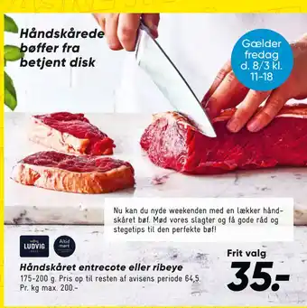 Håndskåret entrecote eller ribeye