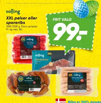 Bilka XXL pølser eller spareribs tilbud