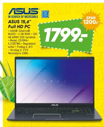 Bilka ASUS 15,6 Full HD PC tilbud