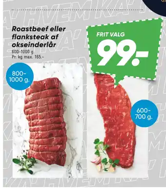 Bilka Roastbeef eller flanksteak af okseinderlår tilbud