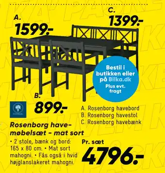 Bilka Rosenborg havemøbelsæt - mat sort tilbud