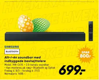 Bilka Alt-i-én soundbar med indbyggede bashøjttalere tilbud