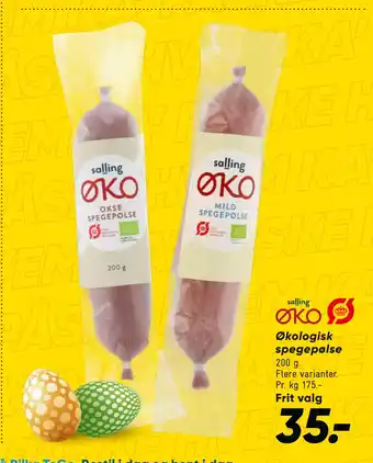 Bilka Økologisk spegepølse tilbud