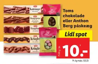 Lidl Toms chokolade eller Anthon Berg påskeæg tilbud