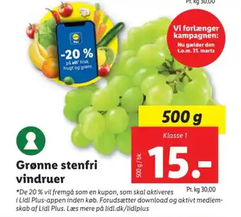 Lidl Grønne stenfri vindruer tilbud