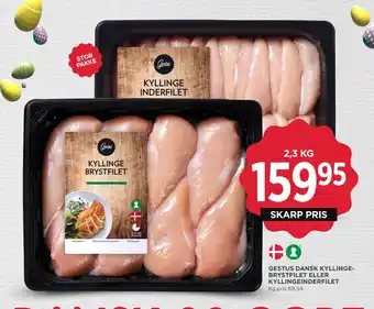 MENY GESTUS DANSK KYLLINGEBRYSTFILET ELLER KYLLINGEINDERFILET tilbud