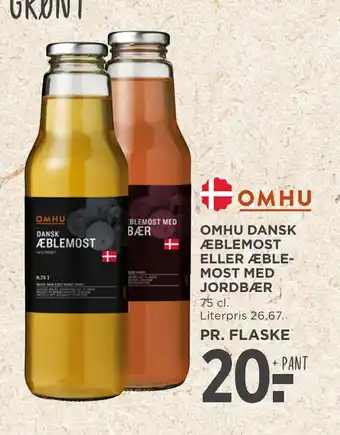 MENY OMHU DANSK ÆBLEMOST ELLER ÆBLE MOST MED JORDBÆR tilbud