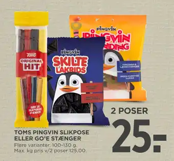 MENY TOMS PINGVIN SLIKPOSE ELLER GO’E STÆNGER tilbud