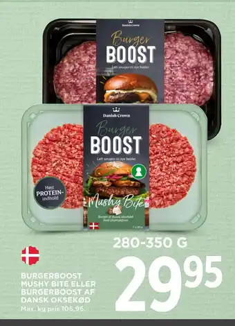 MENY BURGERBOOST MUSHY BITE ELLER BURGERBOOST AF DANSK OKSEKØD tilbud