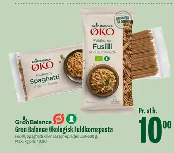 Min Købmand Grøn Balance Økologisk Fuldkornspasta tilbud