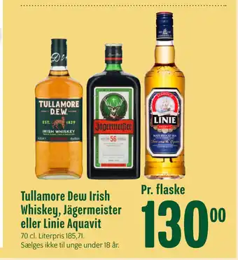 Min Købmand Tullamore Dew Irish Whiskey, Jägermeister eller Linie Aquavit tilbud