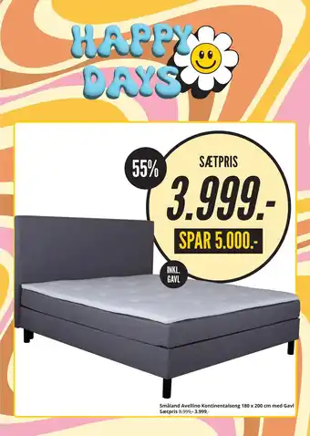 My Home Småland Avellino Kontinentalseng 180 x 200 cm med Gavl Sætpris tilbud