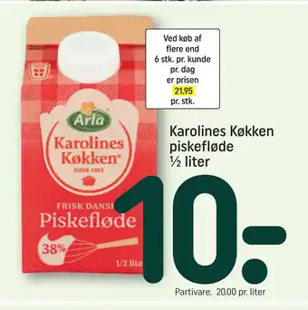 REMA 1000 Karolines Køkken piskefløde ½ liter tilbud