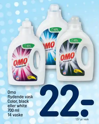 REMA 1000 Omo flydende vask Color, black eller white 700 ml 14 vaske tilbud