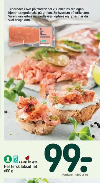 REMA 1000 Hel fersk laksefilet 600 g tilbud
