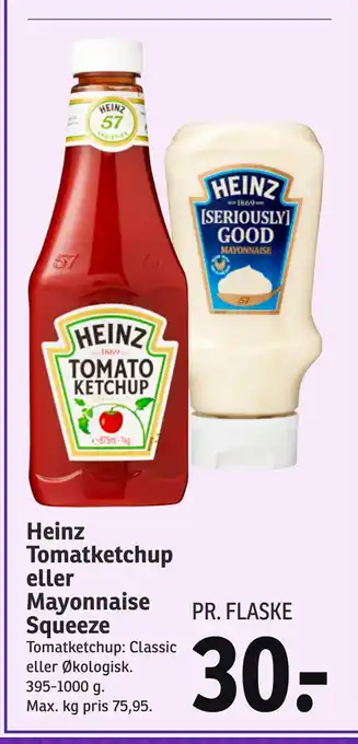 SPAR Heinz Tomatketchup eller Mayonnaise Squeeze tilbud