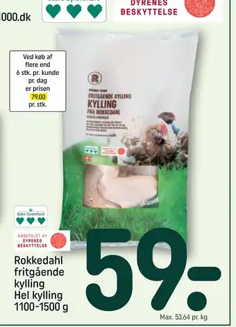 REMA 1000 Rokkedahl fritgående kylling Hel kylling 1100-1500 g tilbud