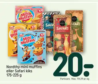 REMA 1000 Nordthy mini muffins eller Safari kiks 175-225 g tilbud