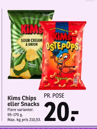 SPAR Kims Chips eller Snacks tilbud