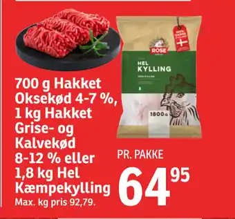 SPAR 700 g Hakket Oksekød 4-7 %, 1 kg Hakket Grise- og Kalvekød 8-12 % eller 1,8 kg Hel Kæmpekylling tilbud