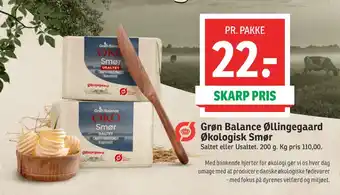 SPAR Grøn Balance Øllingegaard Økologisk Smør tilbud