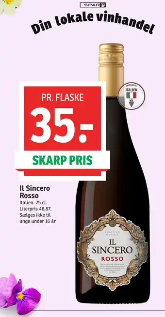 SPAR Il Sincero Rosso tilbud