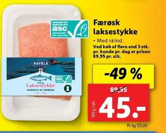 Lidl Færøsk laksestykke tilbud
