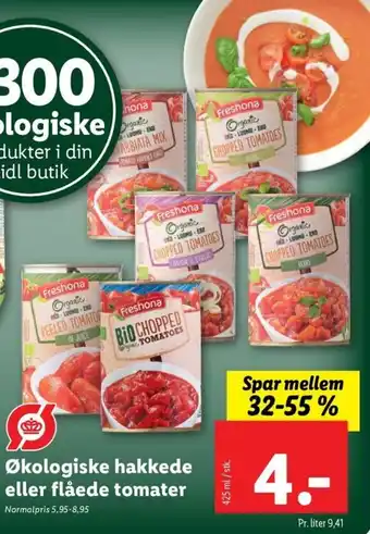 Lidl Økologiske hakkede eller flåede tomater tilbud