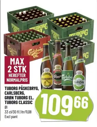 Løvbjerg TUBORG PÅSKEBRYG, CARLSBERG, GRØN TUBORG EL. TUBORG CLASSIC tilbud