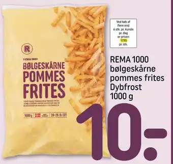 REMA 1000 REMA 1000 bølgeskårne pommes frites Dybfrost 1000 g tilbud
