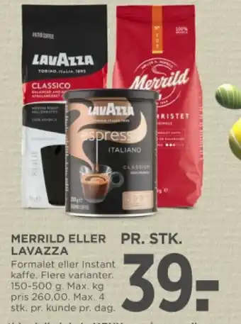 MENY MERRILD ELLER LAVAZZA tilbud