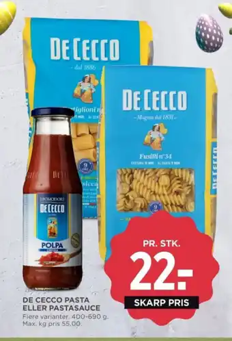 MENY DE CECCO PASTA ELLER PASTASAUCE tilbud