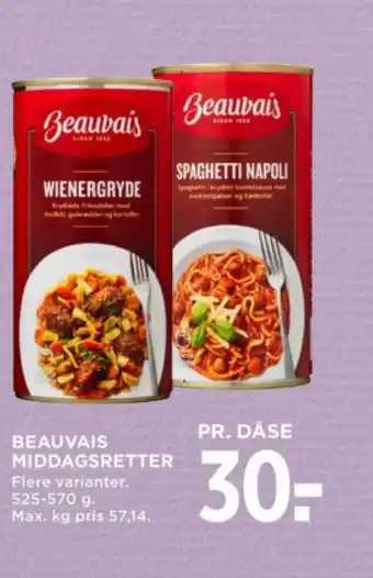 MENY BEAUVAIS MIDDAGSRETTER tilbud