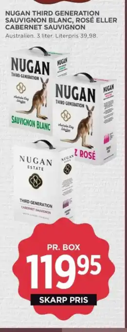 MENY NUGAN THIRD GENERATION SAUVIGNON BLANC, ROSÉ ELLER CABERNET SAUVIGNON tilbud